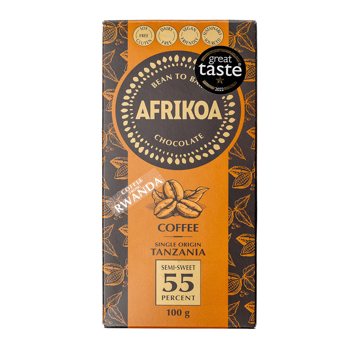 Afrikoa 55% Semi Sweet Dark Chocolate with Coffee