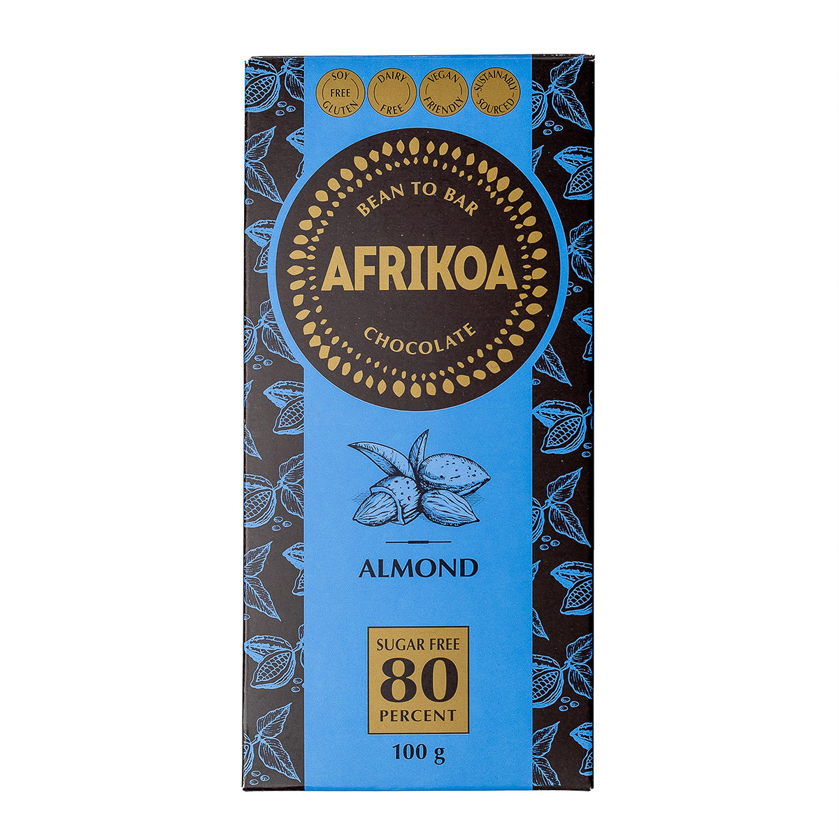 Afrikoa 80% Sugar Free Dark Chocolate with Almonds